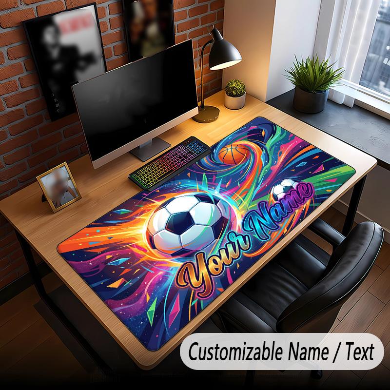 Soccer Theme Custom Mouse Pad Personalized With Name Text Customized Desk Mat For Office Home Decor
