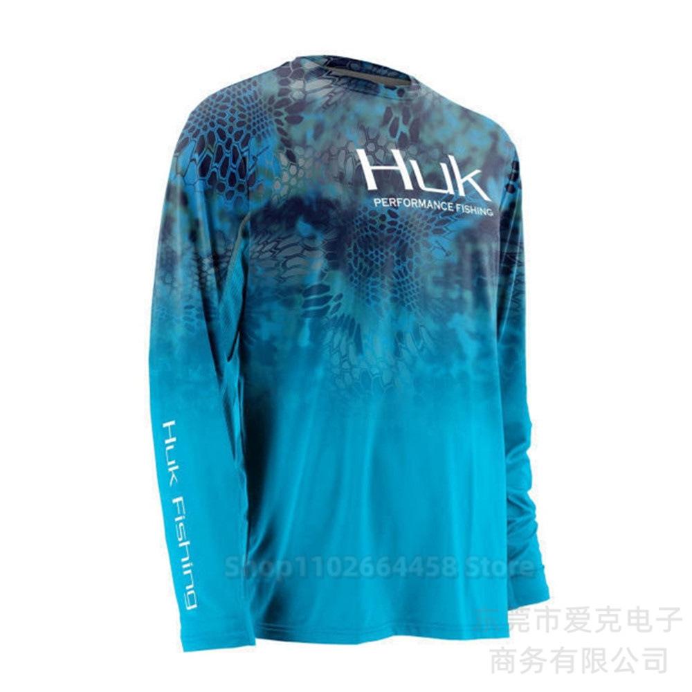 HUK fishing suit sun protection summer outdoor sports long-sleeved Uv protective fishing shirt quick drying top men