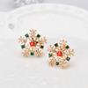 Fashion Colorful Snowflake Stud Earrings for Women Charm Rhinestone Snow Flower Earring Girls Christmas Holiday Party Jewelry