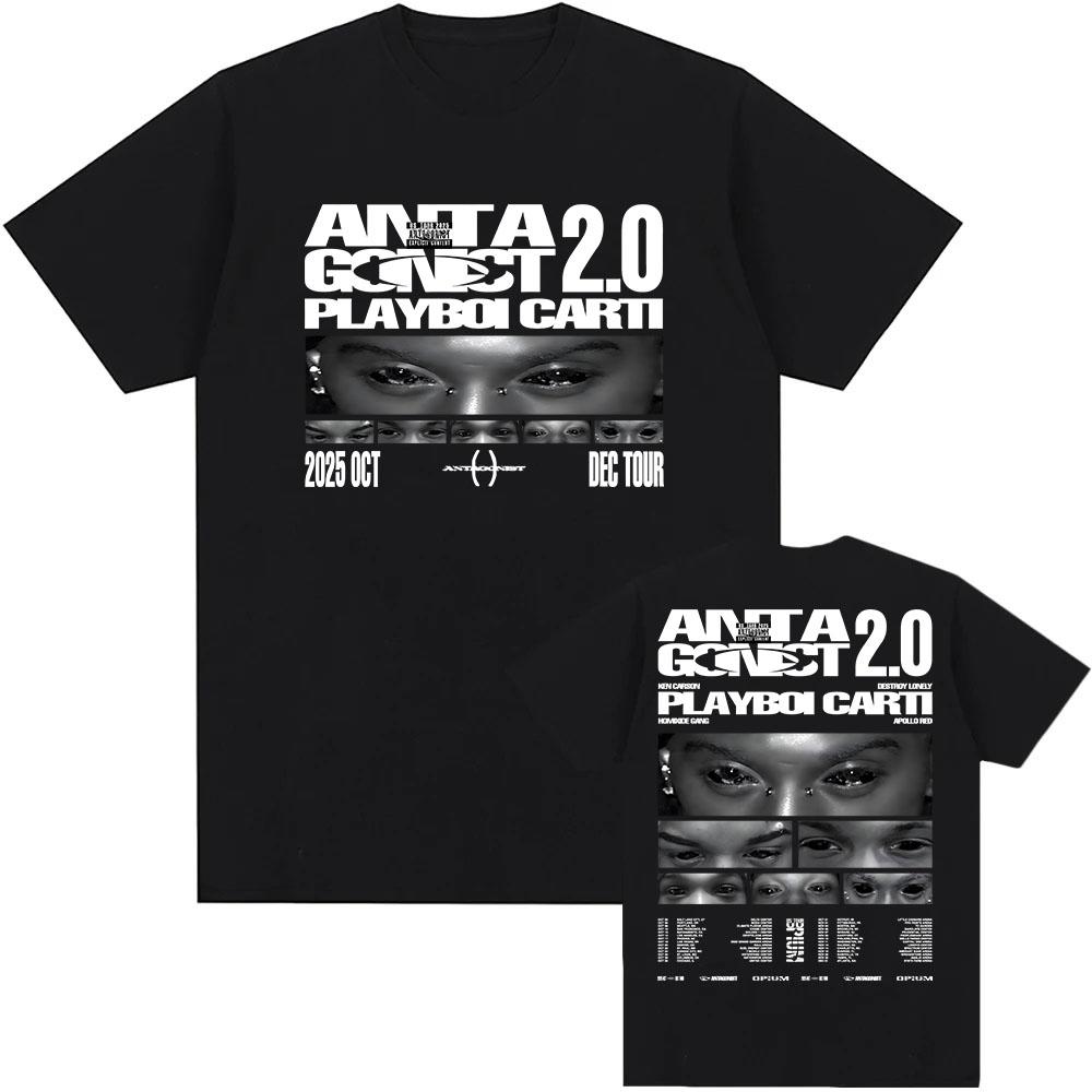 PLAYBOY CART ANTAGONIST TOUR Tshirt 2026 Summer Mens Tshirt Casual Fashion Singer Pattern Tshirt Printed Cotton Y2K Tshirt