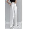 Модные повседневные широкие длинные брюки, новинка 2024 года, офисные брюки с высокой талией, женские прямые свободные брюки с драпировкой, летние тонкие однотонные простые брюки 2705