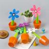 Back To School Season 3pcs Creative Cute Cartoon Plant Shape Sun Flower Pot Plant Ballpoint Pen Writing Pen Sunflower Ballpoint Pen
