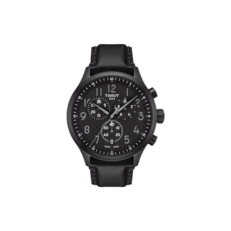 Tissot Мужские часы Soko Collection с кварцевым механизмом, 45 мм, черный циферблат, корпус из нержавеющей стали, кожаный ремешок T116.617.36.052.00