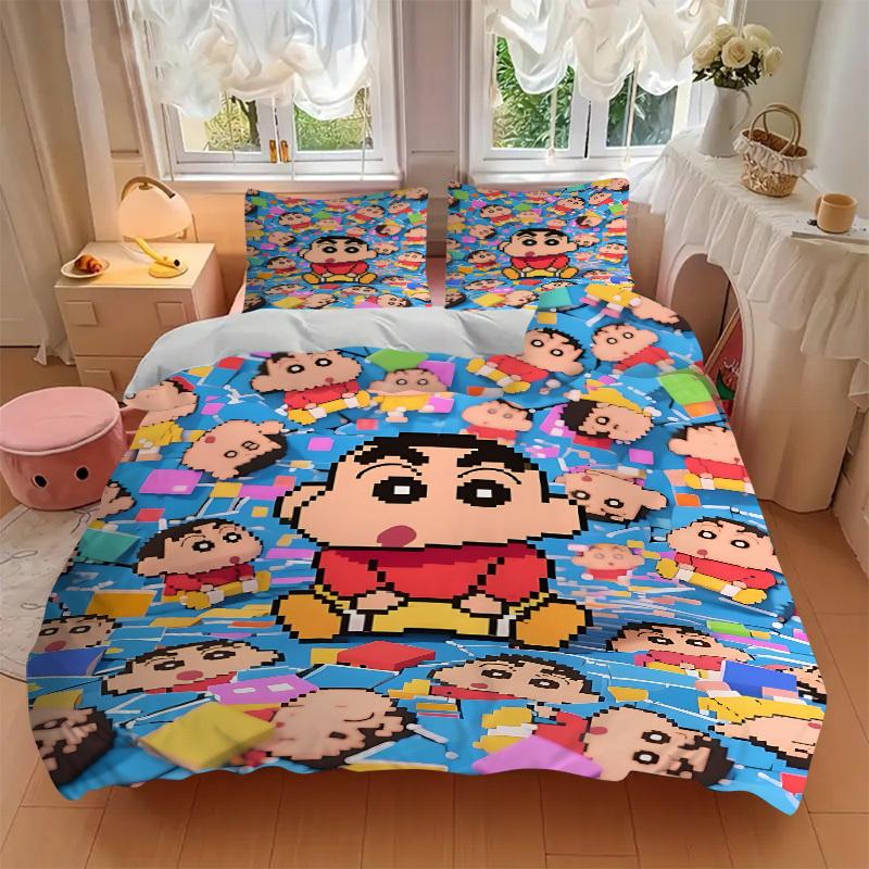 3pcs Crayon Shin-chan Duvet Cover Set - Machine Washable, Includes 1 Duvet Cover and 2 Pillowcases, No Core Included yy251022199