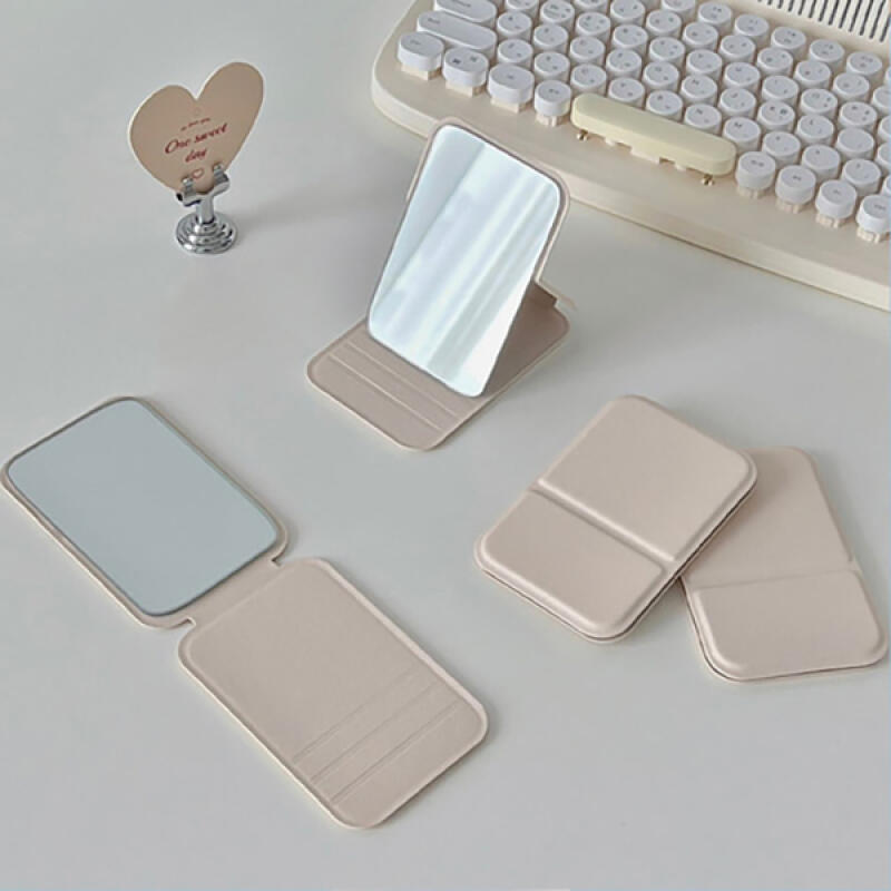 Convenient tabletop vanity mirror, portable small leather mirror