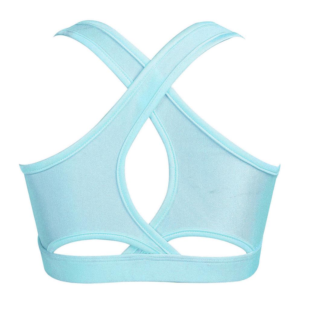 Kids Girls Dance Top Sport Cropped Top Vests Shoulder Straps Sleeveless Keyhole Back Shockproof Running Gym Yoga Sports Bra Top