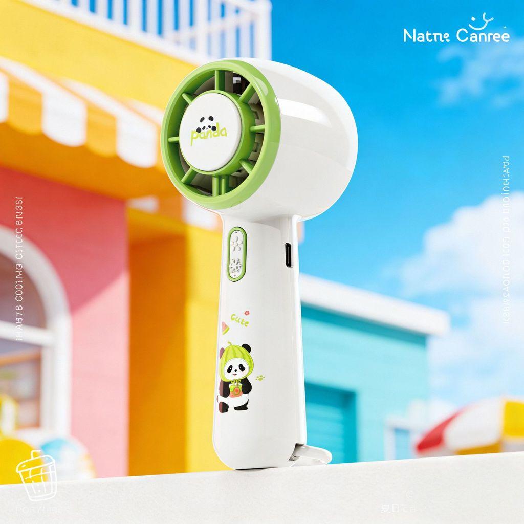 Cartoon Panda Portable Fan With Usb Charging For Children School Use Fun Gift