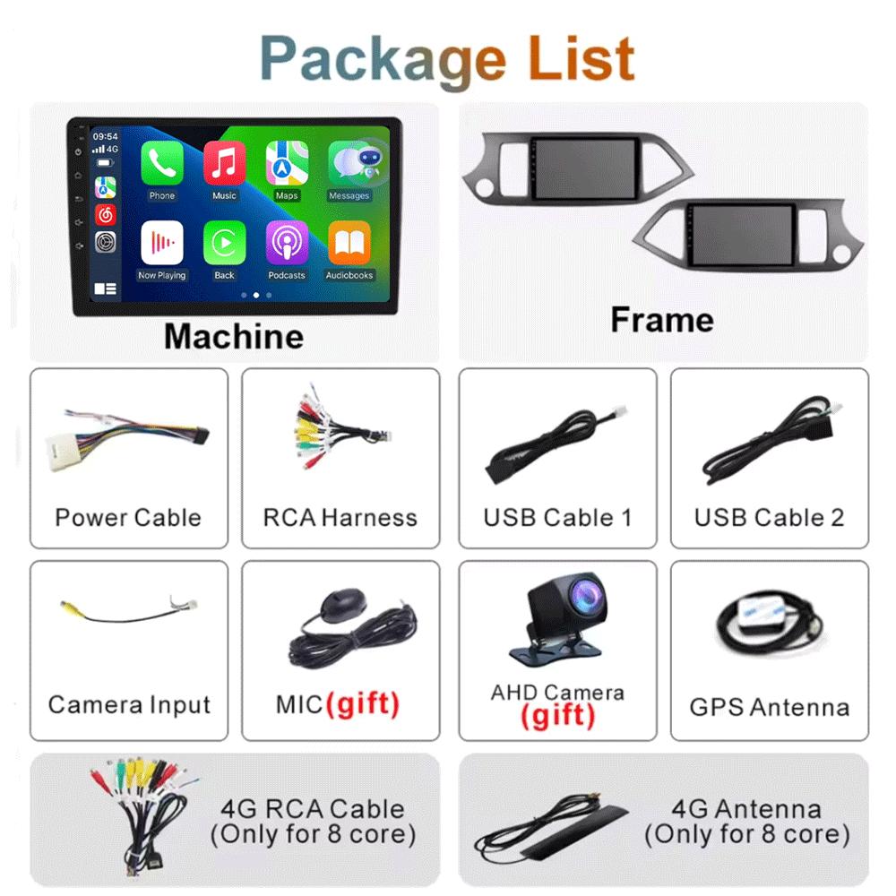 Android 14 Carplay Car Radio Multimidia Video Player For KIA PICANTO Morning 2011 - 2017 Navigation GPS IPS Head Unit NO 2din