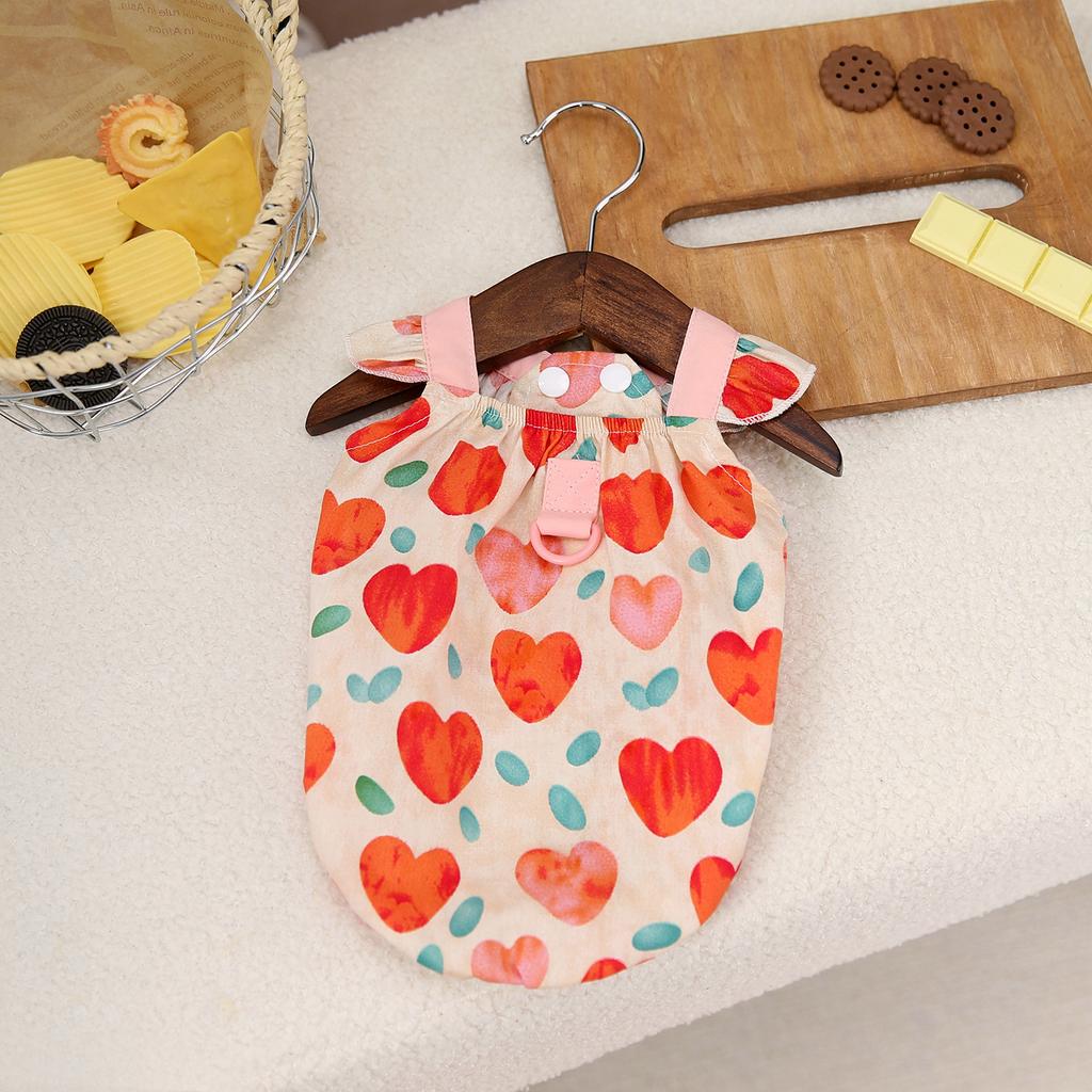 Pet Clothes Spring and Summer Dog Princess Style Polyester Peach Heart Shirt Teddy Sweet Cool Style Vest Skirt Pet Skirt