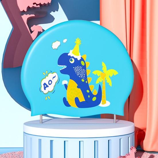 Силиконовая водонепроницаемая шапочка для плавания для мальчиков и девочек, шапочка для плавания с мультяшным узором, сухие волосы, защита ушей, шапочка для плавания, аксессуары для плавания