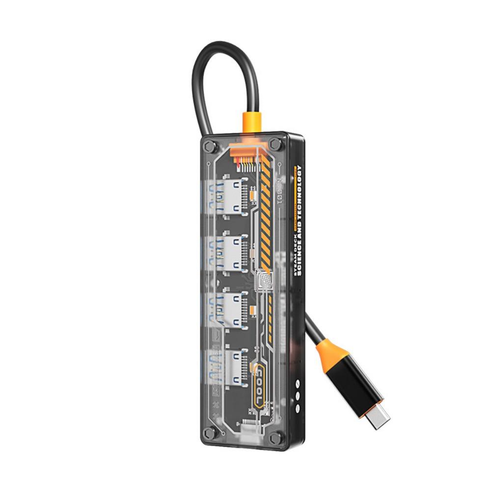 5 в 1 USB-адаптер типа C Hub с прозрачным дизайном для ноутбука ПК MacBook