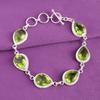 Faceted Peridot Gemstone 925 Stamped Silver Handmade Jewelry Statement Bracelet RB-15-6