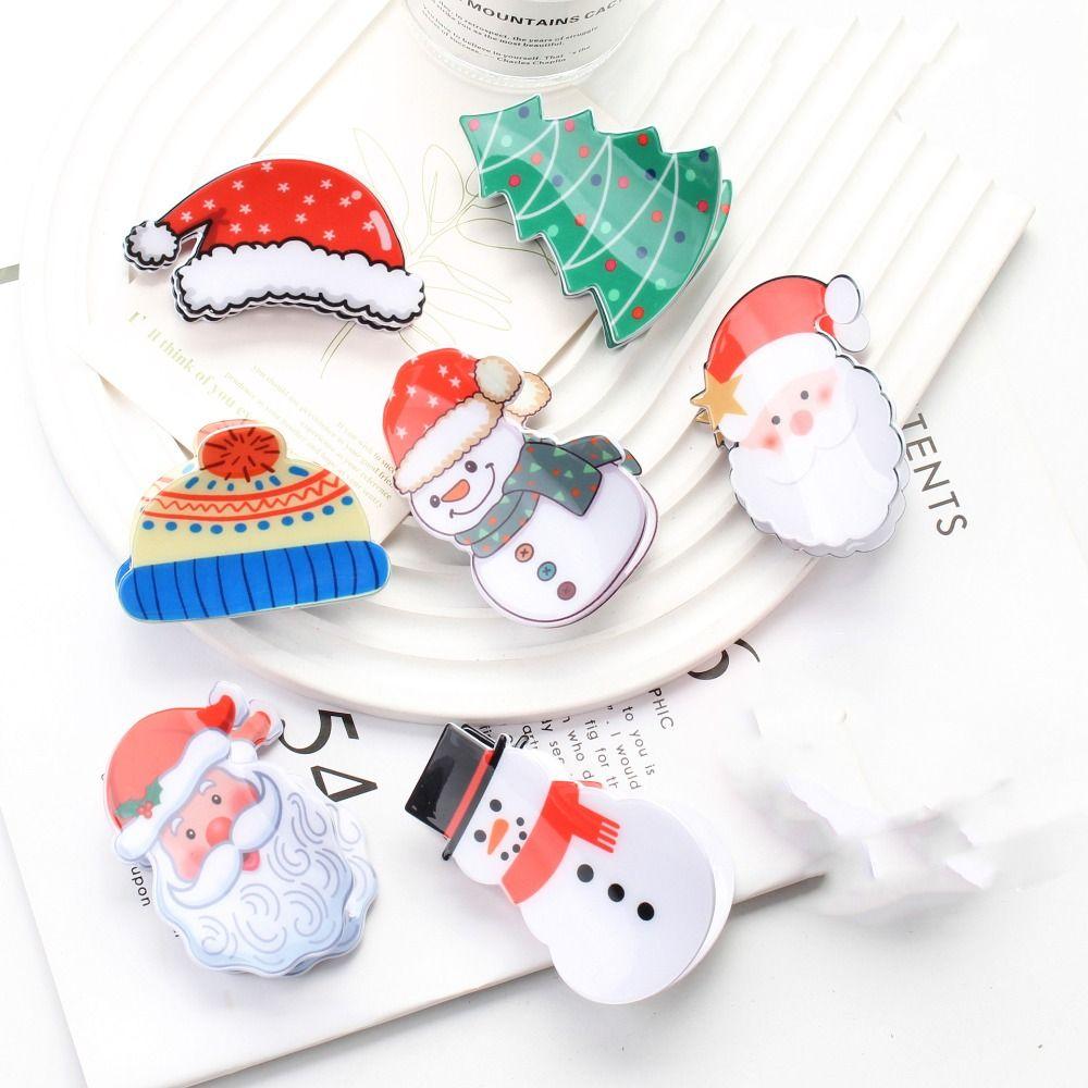 Christmas Hat Christmas Hair Claw Christmas Sock Small Shark Clip Unique Santa Claus Hairpin Daily