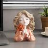 Lovely Wave Haired Girl Figures Rose Flower Statue Desk Decoration Exquisite Character Resins Sculpture Room Aesthetics Decor
