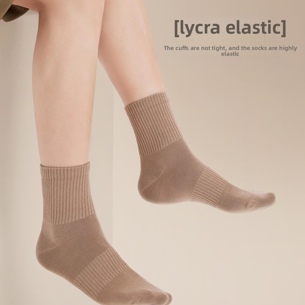 5 пар мужских весенних и осенних носков из чистого хлопка, антибактериальных, однотонных, впитывающих пот и дышащих, до середины голени