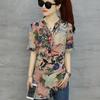 Plus Size Tops Women Vintage Floral Print Blouses Women Short Sleeve Summer Loose Elegant Shirt Casual Clothing D532