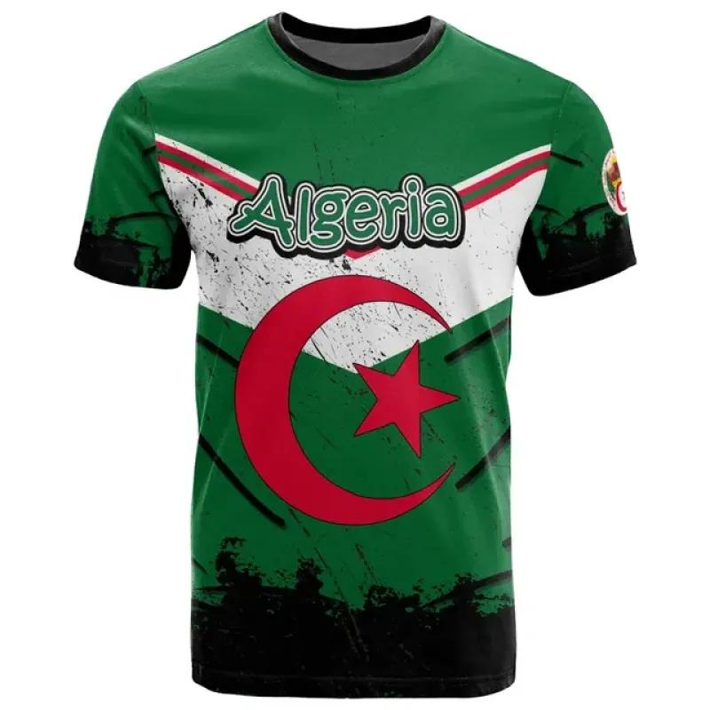 Алжир 3D футболка с короткими рукавами повседневная спортивная свободная футболка с принтом флага футболка высокого качества летние мужские женские топы с круглым вырезом