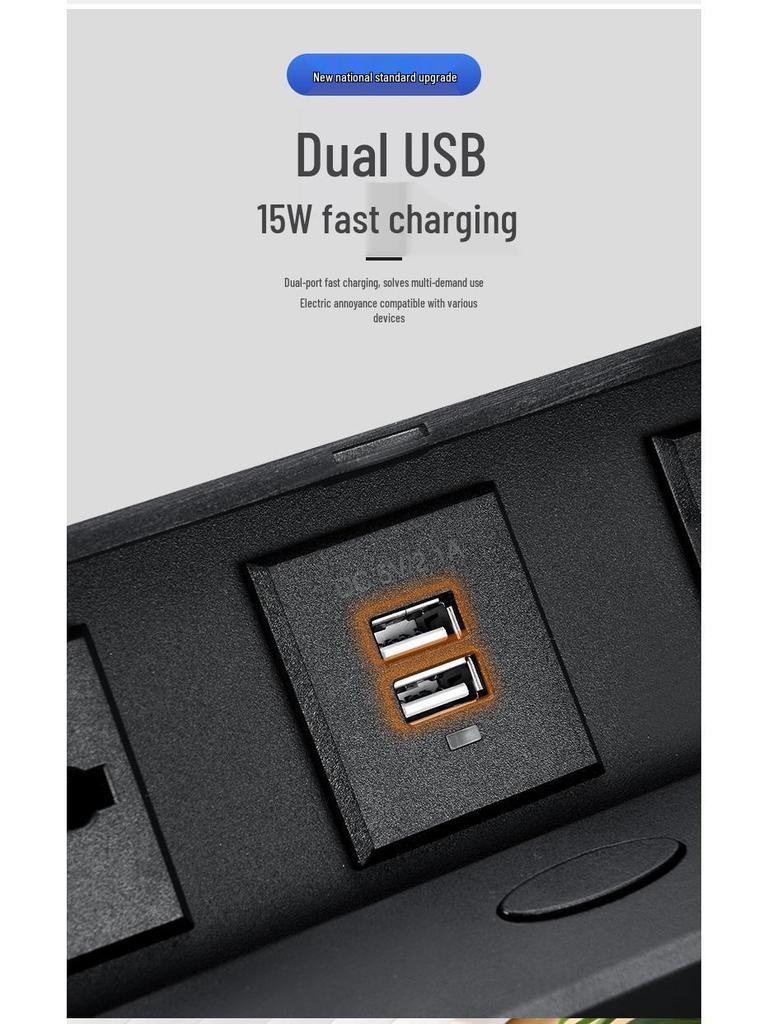 Многофункциональная выдвижная розетка с USB и трехконтактной конструкцией для столов