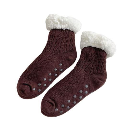 Fuzzy Warm Slipper Socks for Women Cozy Fluffy Fleece Lined Home Floor Socks with Grippers Winter Soft Thermal Sleep Socks