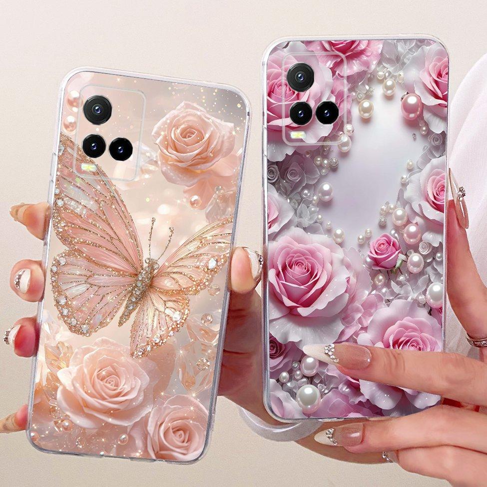 Transparent Cover For Vivo Y33S V2109 Case Cute Fashion Butterfly Funny Painted Casing For Vivo Y21S V2110