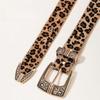 PU Leopard Print Belt Vintage Suede Waistband Gothic Carved Buckle Belt  Spicy Girl