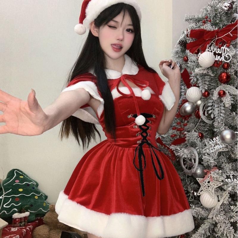 Сексуальное нижнее белье в стиле принцессы! Рождественская шаль бархатное платье сексуальная шнуровка на талии чистая похоть B82