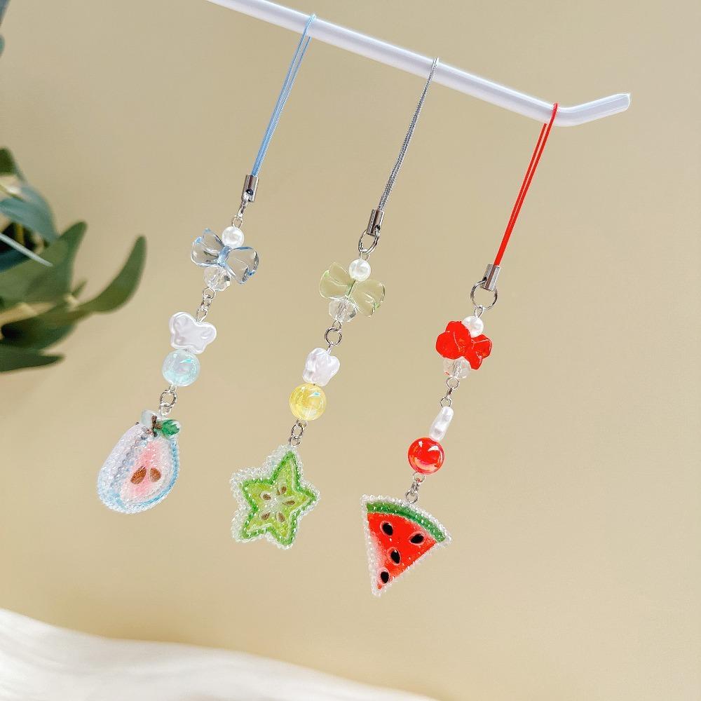 Sweet Fruit Pendant Phone Strap Wrist Strap Colorful Phone Chain  Backpack Pendant