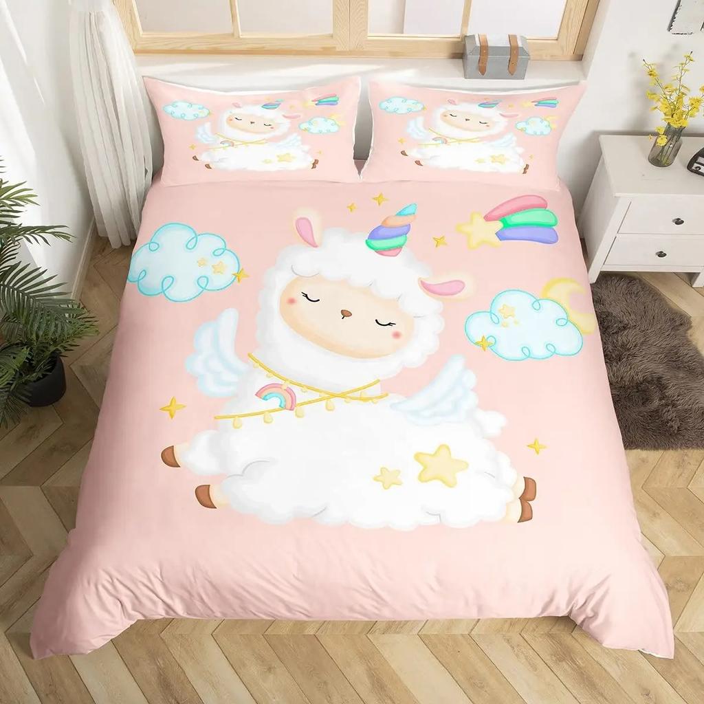 Rainbow Unicorn Duvet Cover Cute Dreamy Horse Comforter Cover Cartoon Little Unicorn Bedding Set Twin For Girl Teen Kawaii Gifts
