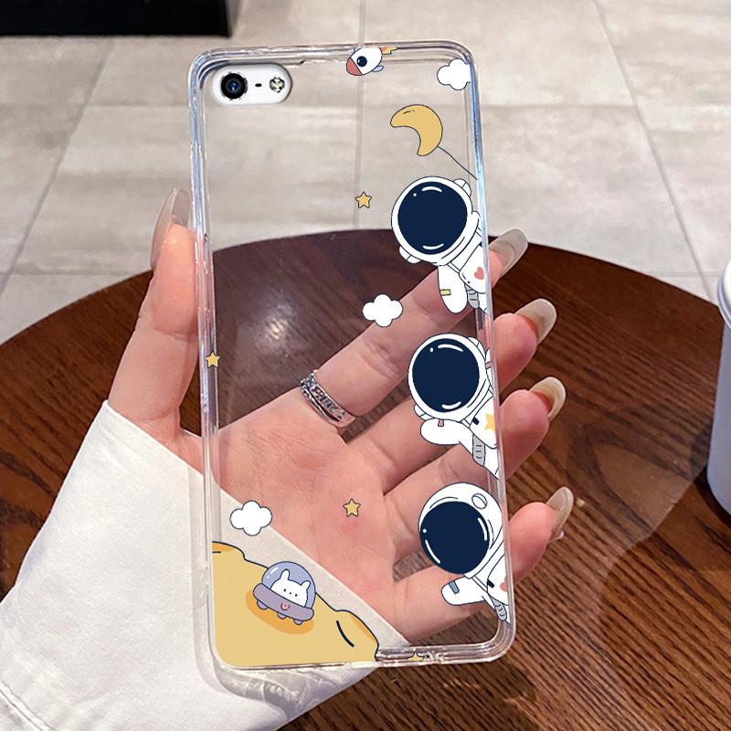 Чехол для iPhone 5 5s 4 4s Чехол Эстетичный Модный Милый Кот Астронавт Мягкий Силикон Задняя Крышка iP5 iP 4 Прозрачный Чехол для Телефона