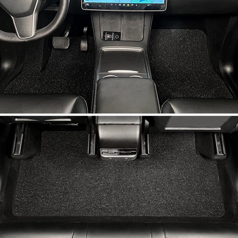 Tesla Model 3 & Model Y Индивидуальные шелковые коврики для пола с противоскользящим покрытием - Полностью закрывающие салонные коврики для ног