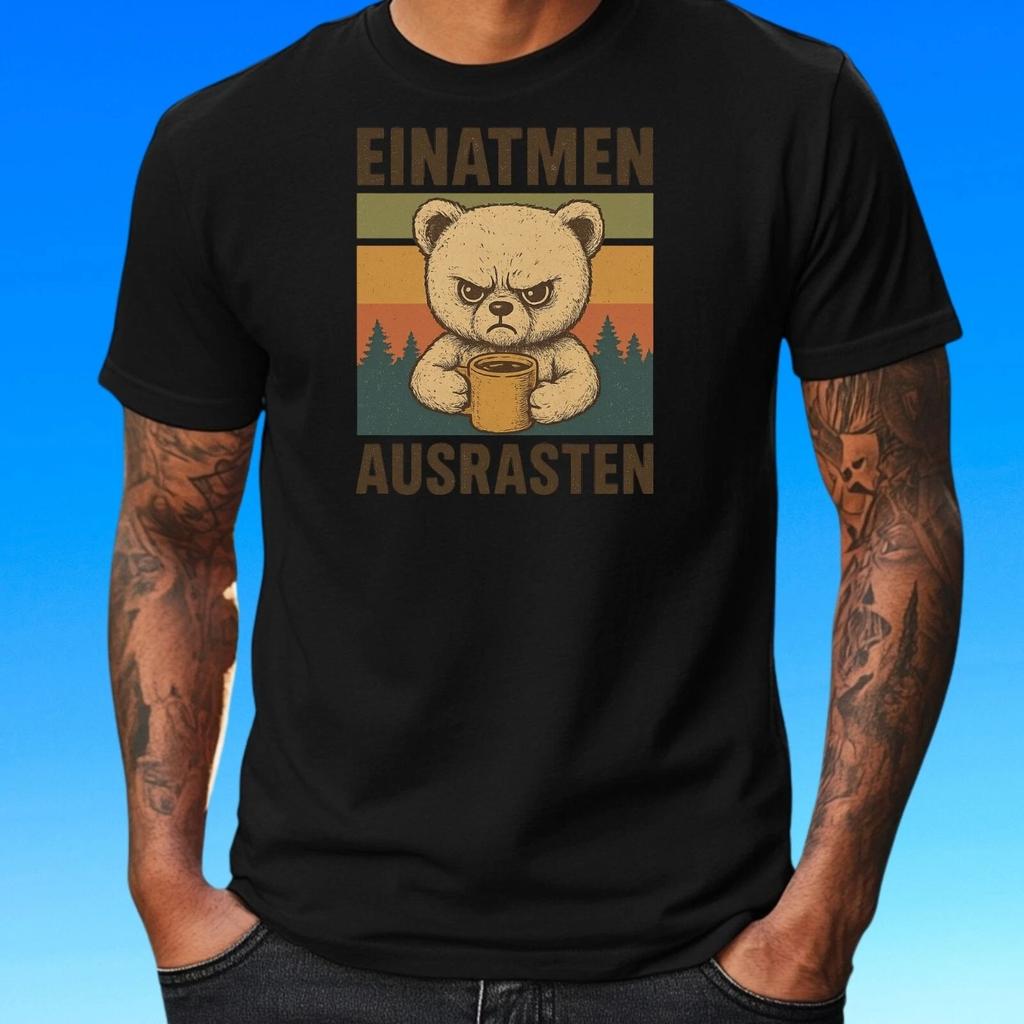 T-Shirt Herren Einatmen Ausrasten Motiv Baumwolle Größe S bis 5XL