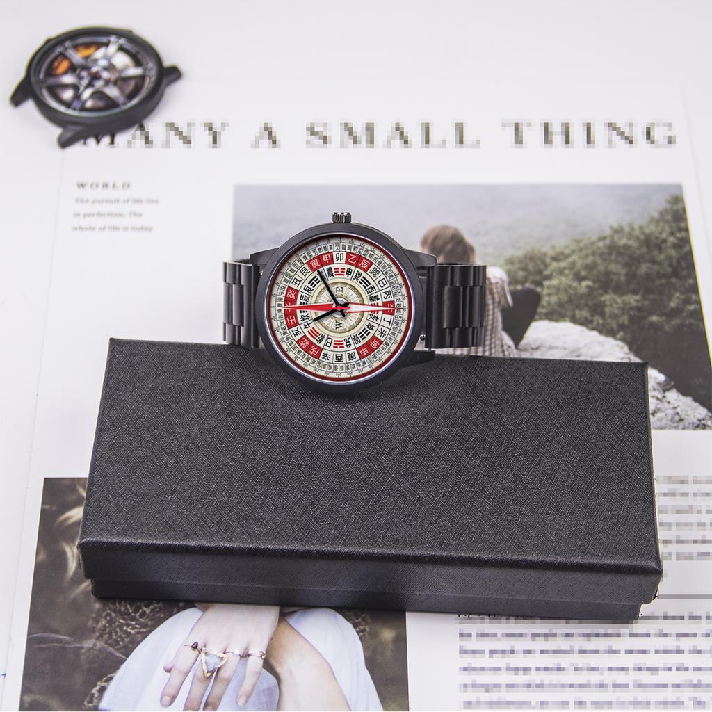 Black Watch Men Wrist Original Transfer Plate Wach Gift Quartz Watches for Men Watch Taoist Compass Male