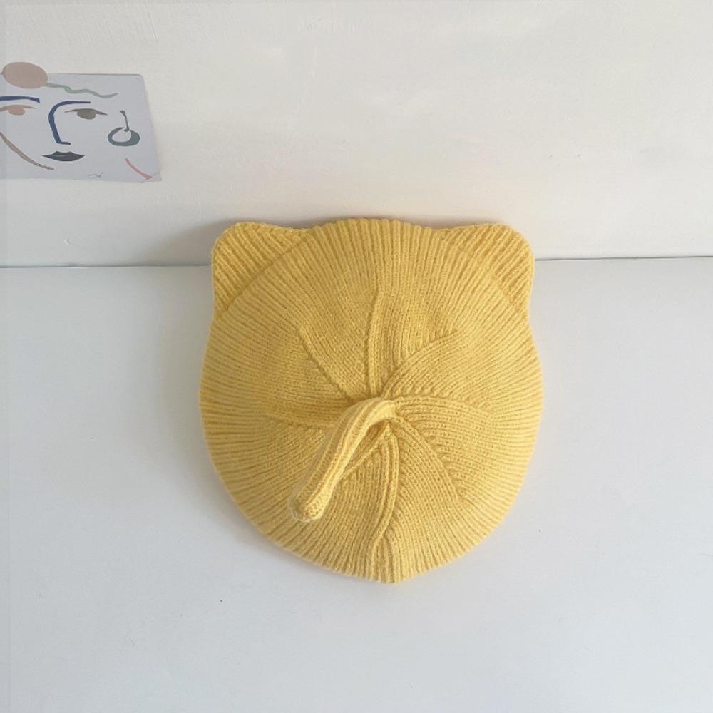 Однотонная шапка-бини, шерстяная шапка-колпачок, симпатичная вязаная крючком детская шапочка