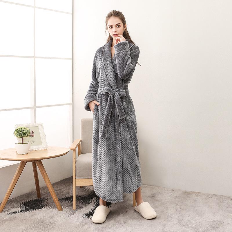 Lounge Robes Autumn and Winter Thickened Facecloth Bebe Velvet Couple Robe Plus Large Size Comfortable and Elegant Fixed Belt Bathrobe Simple Bathrobe