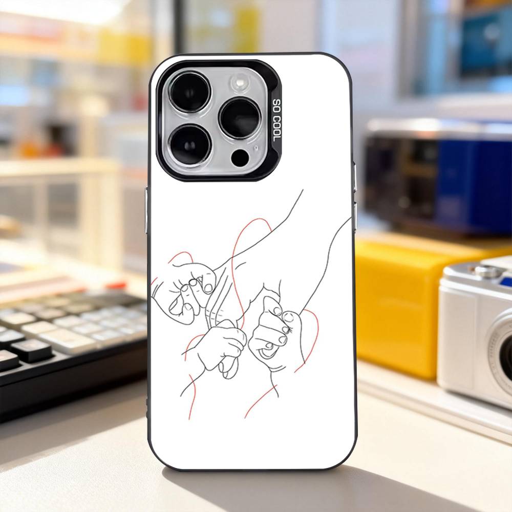 Мама дочь Сын Отец Рука Для iPhone 11,12,13,14,15,16,17,Pro,Max,Plus,E,Air,Mini Чехол для телефона IMD Матовый черный