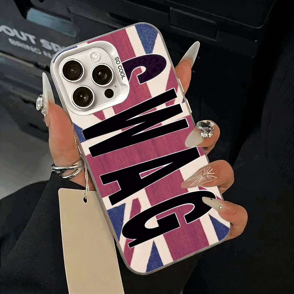 Clmj -- Леопардовый принт - SWAG Чехол для телефона Для iPhone 17,16,15,14,13,12,11 Plus,Pro Max,XS,белый серебристый чехол для телефона