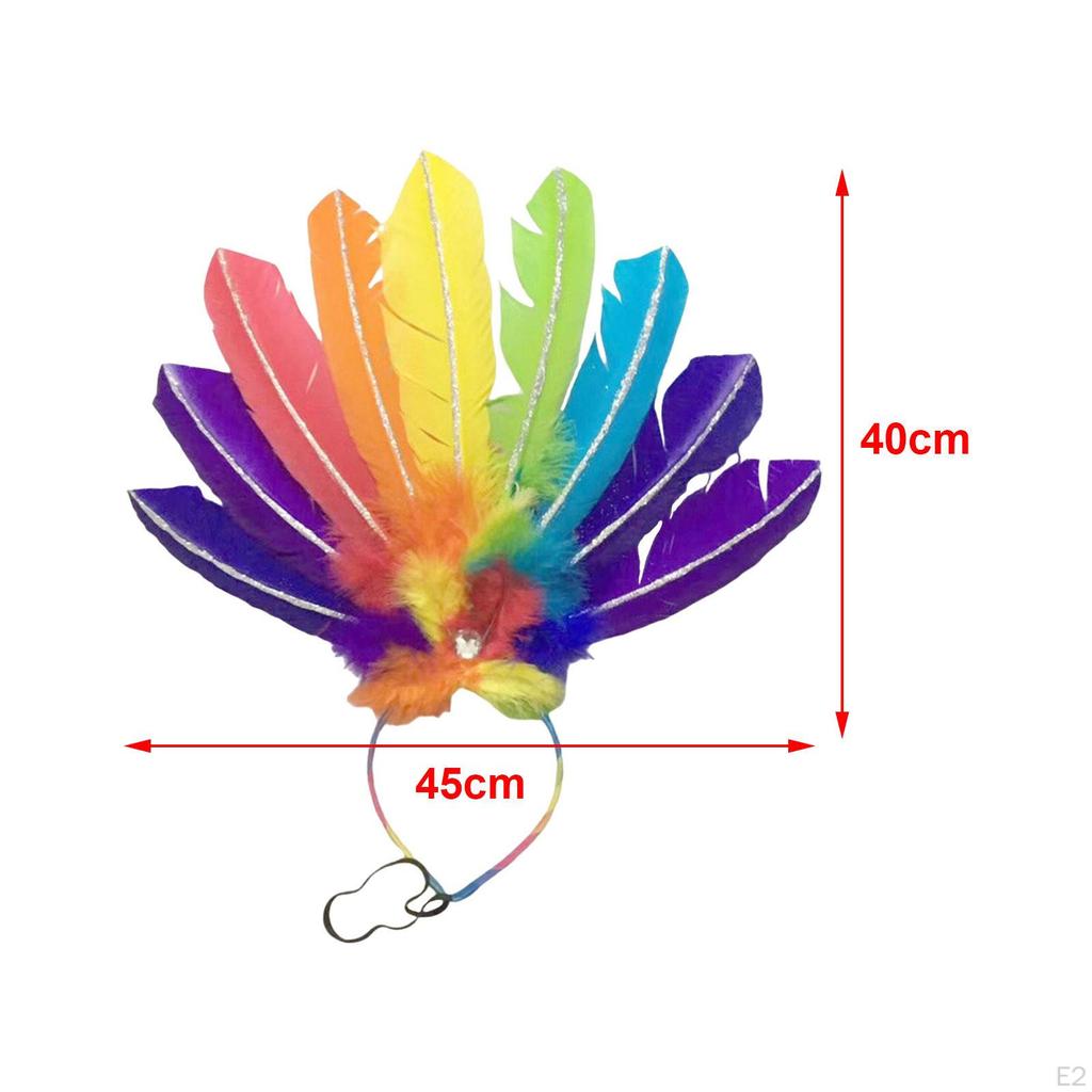 Carnival Feather Headdress Dance Headpiece Colorful Hair Hoop Mardi Gras Headband Headwear for Fancy