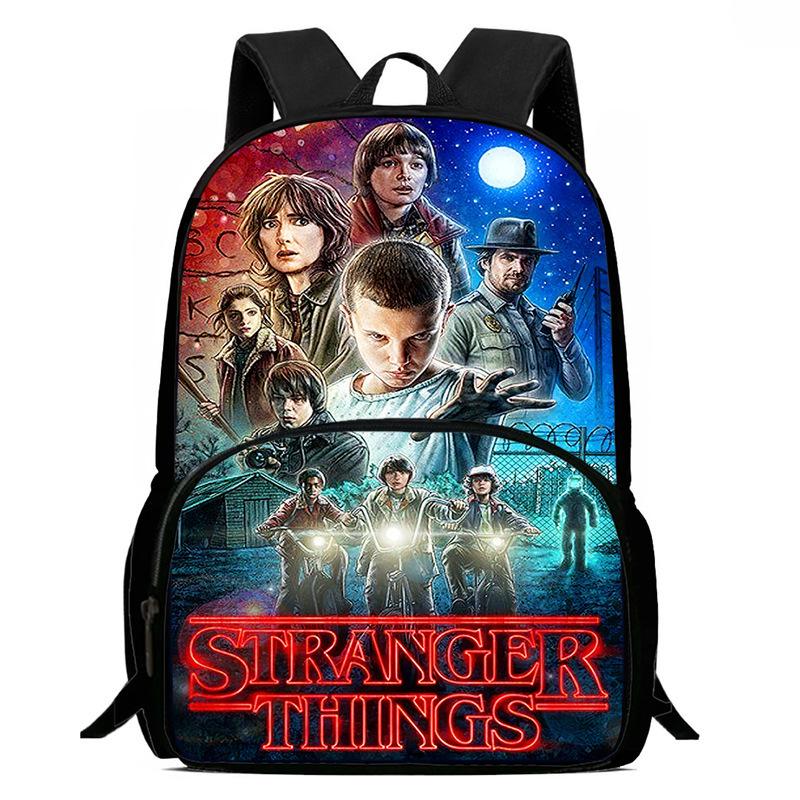 Stranger Things Printed Backpack Stranger Things5 Student School Bag Cartoon Lightweight Front Bag Backpack