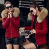 Winter Women Slim Hooded Down Padded  Thick Warm Down Cotton  Fur Collar Coat Zipper Jacket