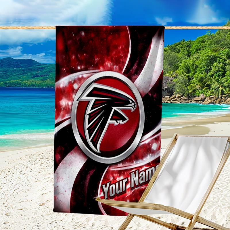 Custom Name Beach Towel Falcons Logo Beach Towel, Soft Microfiber, Gift for Her/Him, Birthday, for Pool, Beach, Travel, Fan gifts