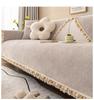 CottonLinen Sofa Coushion Anti Cat Scratch Towel Slipcovers Living Room Non-Slip Balls Tassels Cushion Dust Soft Cover