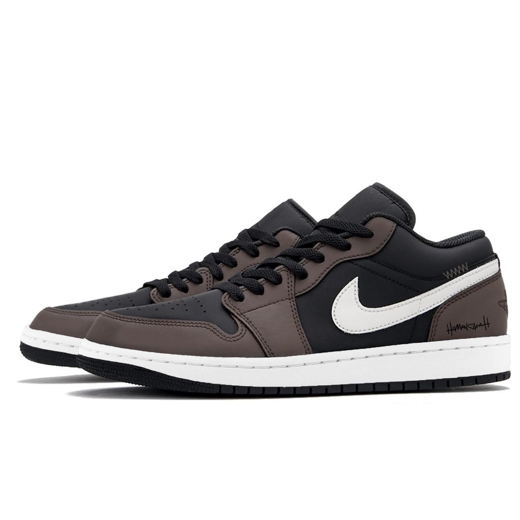 Jordan Air Jordan 1 Низкие кроссовки с амортизацией Винтажные Баскетбольные кроссовки Мужские Черный Коричневый 553558-165(Команда349--)