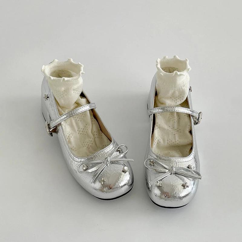 Милые туфли Мэри Джейн с бантиком-бабочкой для женщин Элегантное платье Толстый каблук Женская обувь Повседневная уличная обувь