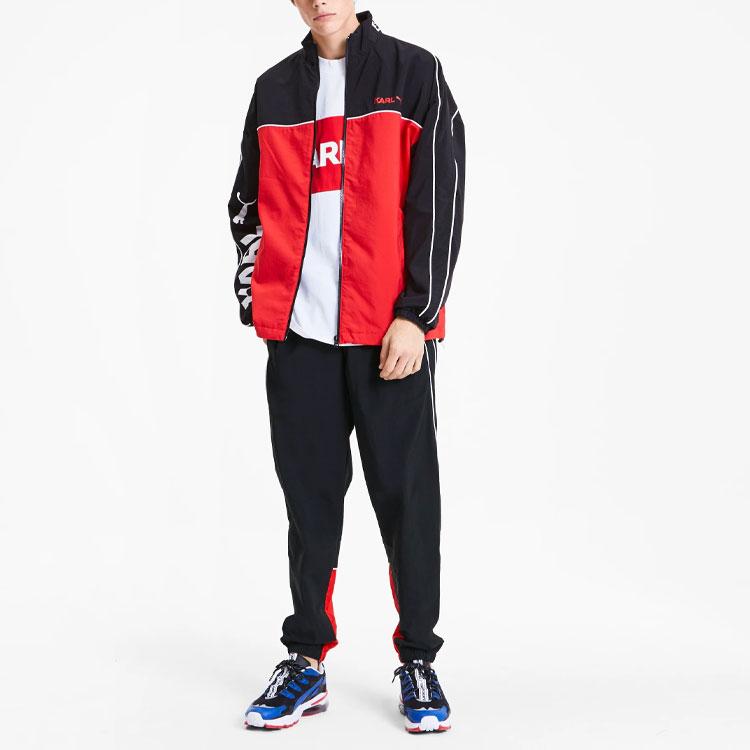 Puma X Karl Lagerfeld Color-Blocked Logo Print Jacket Men Jacket Black Red 595680-01
