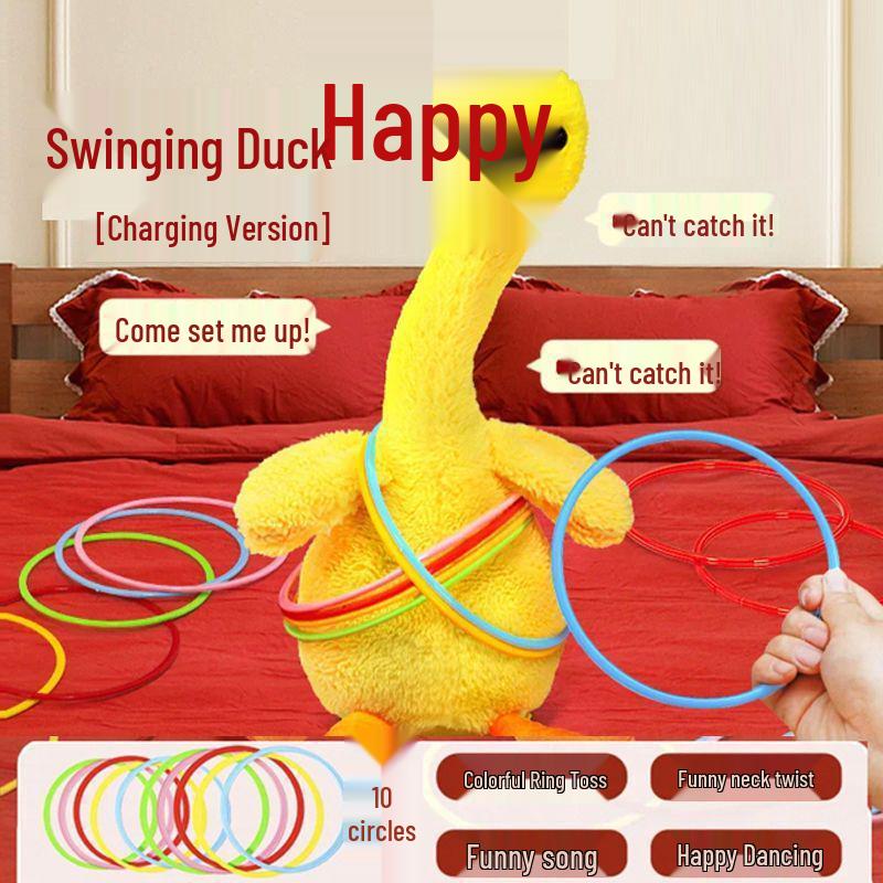 Inflatable Goose Ring Toss Game - Shaking Head Duck Stuffed Toy