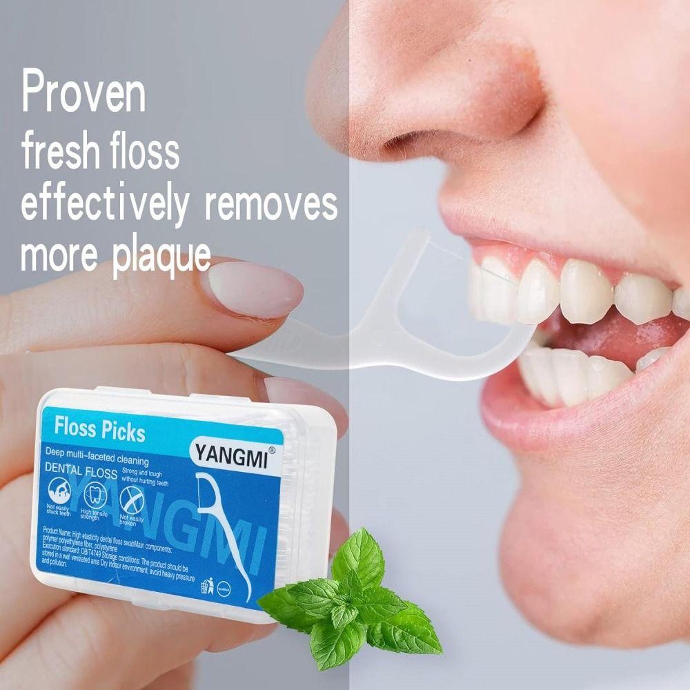 50Pcs/Box High Tensile Strength Floss Stick Carrying Case Toothpick Dental Floss Oral Hygiene Care