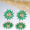 Элегантные серьги-гвоздики с зеленым кристаллом в виде подсолнуха для женщин и девочек, роскошные серьги золотого цвета, украшения для вечеринок