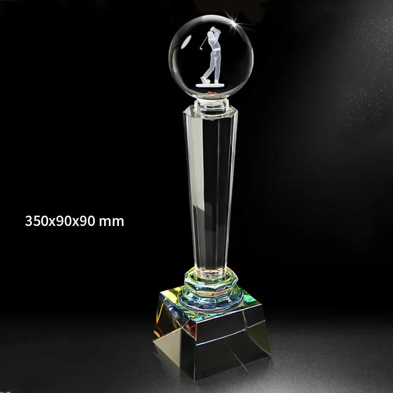 Customized High-End Sports Golf Crystal Trophy, One shot Hole, Competition Award Medal, New Home Decoration, Free Engraving, 1Pc