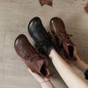 Fashion Hot Selling 2025 Hot Sell Vintage Autumn Winter Short Boot Low Heel Comfortable Round Toe Boot Rubber Soft Sole Shoes Flat Brown