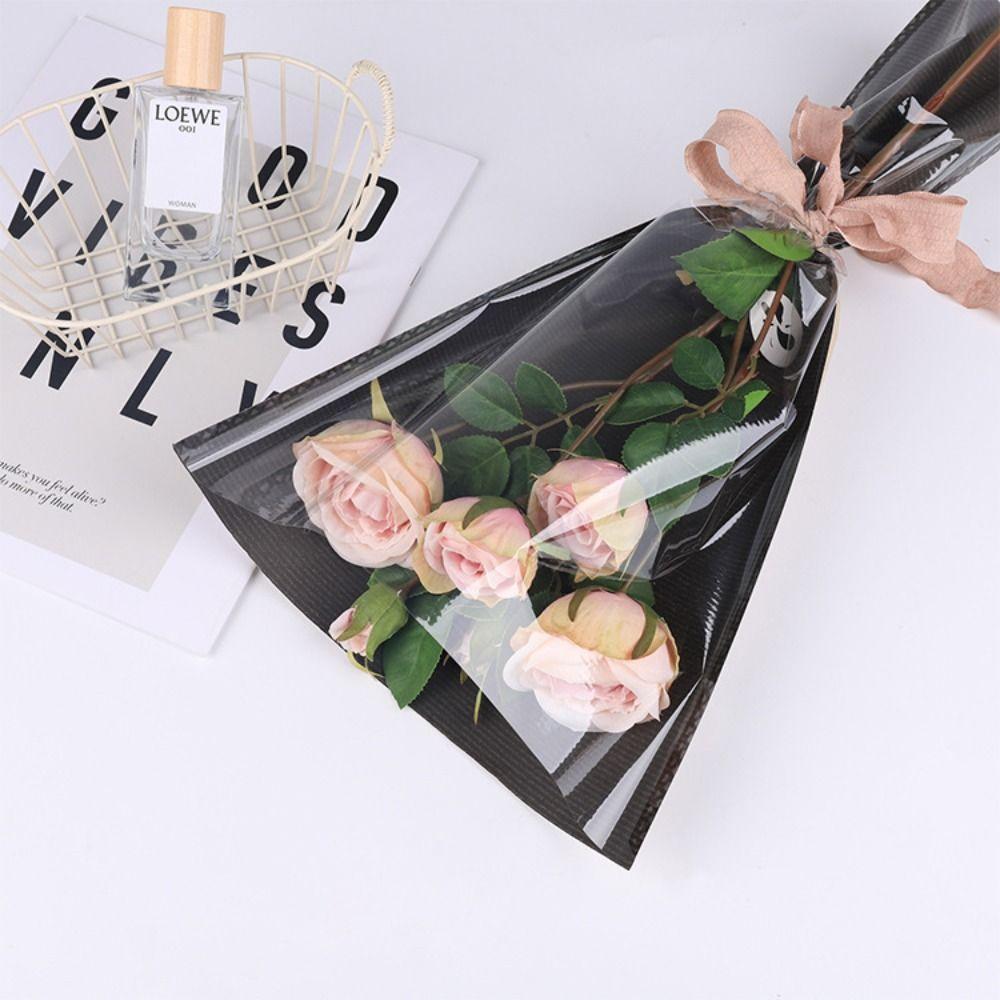 20/30PCS Transparent Bouquet Packing Bag Single Rose Flower Packaging Bag Valentine's Day